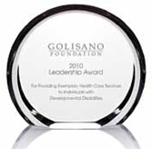 Golisano Foundation 2010 Leadership Award trophy