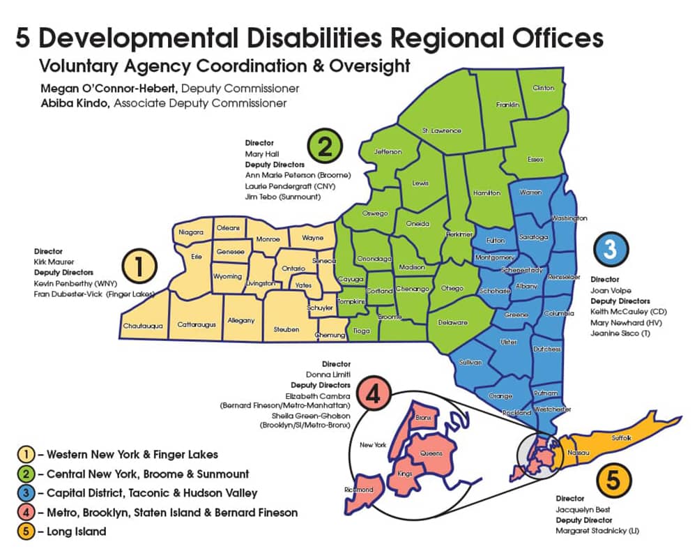 5 Developmental Disabilities Regional Offices in New York State