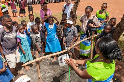 A group of children at a health clinic