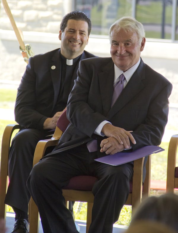 Tom Golisano and Father Maher at Niagara University
